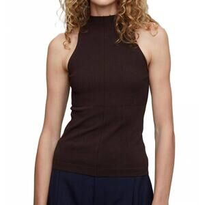 NEW MARIA MCMANUS mock halter neck top in chocolate